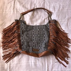 Fringe Boho Print Purse